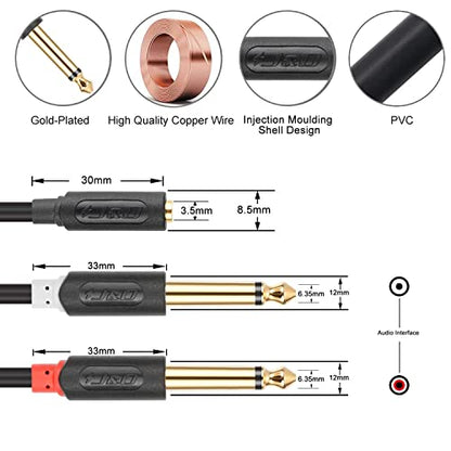 J&D 1/4 Inch TRS to Dual TS Y Cable and 1/8" to Dual 1/4" TS Stereo Cable (6 FT) Bundle