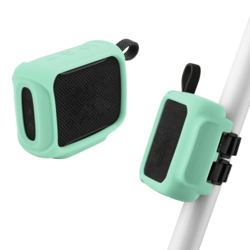 Silicone Case Cover for JBL Go 5 Speaker(Pink Green) | Travel Carrying Protective Pouch with Attach Straps for Bike Golf Cart Scooter - color: Pink Green