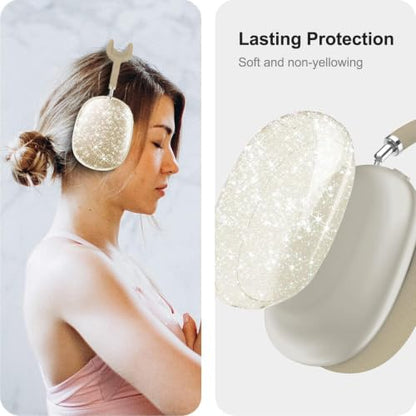MOLOPPO 3 in 1 Case Cover Compatible with AirPods Max 2/1, Starlight Glitte | Anti-scratch Clear Soft TPU Ear Cups /Silicone Ear Pad Case /Headband Cover for AirPods Max, Transparent Accessories for Max - color: B1-Starlight Glitter
