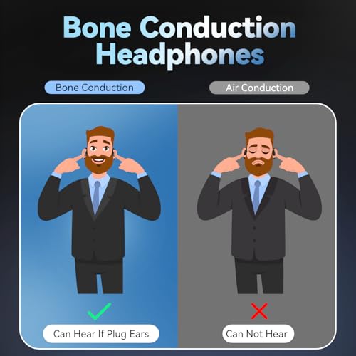True Bone Conduction Headphones, Open Ear Earbuds with Ear Hooks, Up to 60 Hours Playtime with Charging Case, Bluetooth 5.3, IP68 Waterproof, for Running, Yoga, Gym, Sports