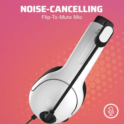 PDP Gaming AIRLITE Stereo Headset with Mic for Nintendo Switch/Switch Lite/OLED - Wired Power Noise Cancelling Microphone, Lightweight, Soft Comfort On Ear Headphones (Black & White) - color: Black & White