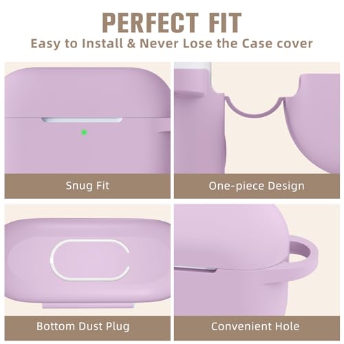 Hamile Compatible AirPods Pro Case Protective Silicone Case Shockproof Cover Skin for Apple AirPod Pro 2019 Charging Case, with Keychain, Lavender - color: Lavender