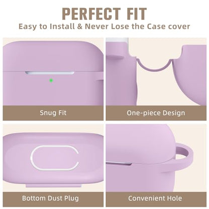 Hamile Compatible AirPods Pro Case Protective Silicone Case Shockproof Cover Skin for Apple AirPod Pro 2019 Charging Case, with Keychain, Lavender - color: Lavender