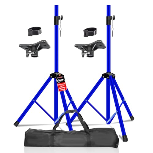 5 Core Speaker Stand Pair Universal Mount Steel Construction 132 Lb Capacity Stable Tripod w/Adjustable Height 72” w 35mm Compatible Insert Metal Safety Pin Included Bag - color: Blue