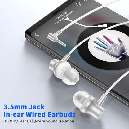 3.5mm Wired Earbuds with Mic for School Laptop PC Chromebook,White - color: White
