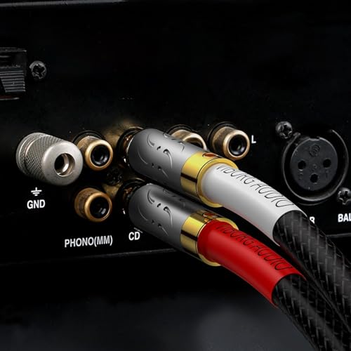 Viborg Audiophile Hi-Fi RCA Cable 6.6FT/2M 5N OFC Dual RCA Male to Male Security Lock Signal Cable for Home Theatre, CD, DVD, Amplifier, Subwoofer (09G801) - size: 6.6 ft, style: 09G801
