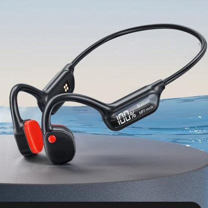 IHAO Swimming Headphones True Bone Conduction Open Ear Headset MP3 Player Built-in 32G Memory IP68 Underwater Waterproof Stereo Bluetooth Earphone for Driving Bicycling Running Skiing-X10 Black - color: X10 Black