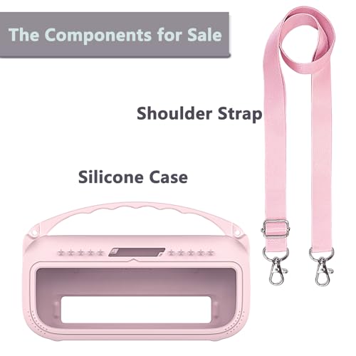 JCHPINE Silicone Cover Case for Bose SoundLink Flex Speaker 2nd Gen | Accessories Compatible with Bose SoundLink Flex 2, Protective Case with Shoulder Strap (Pink) - color: Petal Pink