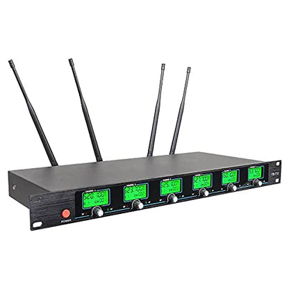 Wireless Microphone System 6 Channel Microphones Pro UHF 6 Handheld Karaoke DJ Karaoke System 6 Whole Metal Karaoke System Church Speaking Conference Wedding Party