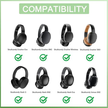 Replacement Earpads for Skullcandy Crusher EVO Headphones,Compatibel Crusher EVO Replacement Ear Pads,Upgraded Ear Covers with Soft Protein Leather,Optimized Noise Isolation Memory Foam (Red) - color: Red