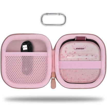 for Bose New SoundLink Micro 2nd Gen Speaker Protective Case, Petal Pink | EVA Hard Shell, Soft Velvet Lining, Durable Wrist Strap, Portable Travel Bag with Carabiner, Mesh Accessory Pocket - color: Petal Pink Case
