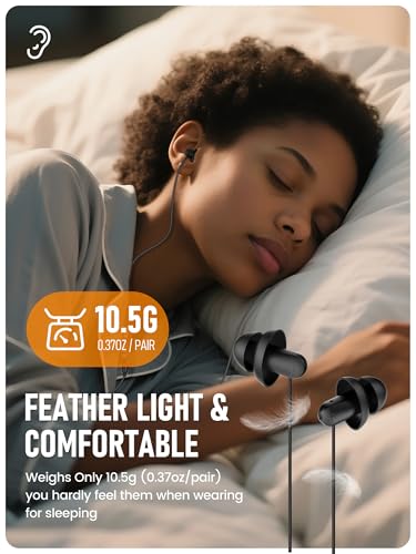 Hearprotek Sleep Earbuds 1 Piar 3.5mm Lightweight Soft Noise Reduction Earbuds Wired with Mic and Volume Control(Black) - size: 1PC