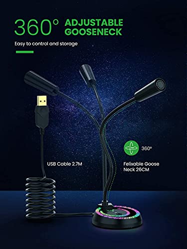 Blade Hawks Computer Microphone USB, PC Microphone with Mute Button, Plug and Play RGB Gaming Microphone, Compatible with PC, Laptop, Mac, Desktop Microphone for Youtube, Skype,Recording