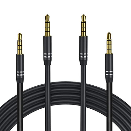 2팩 3.5mm 오디오 케이블 수 - 수 (4피트/1.2M), 4극 하이파이 스테레오 AUX 코드, 헤드폰, 자동차 및 모든 3.5mm 지원 장치용 오디오 잭 보조 코드 연장 어댑터 - 블랙