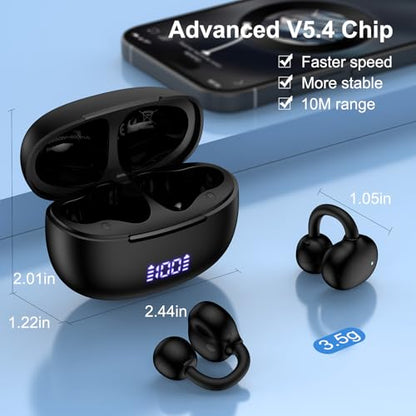 Clip On Pixel Earbuds Wireless Open Ear Headphones for Google Pixel 10a,10 | Pro XL/Fold,10Pro,10,9a,9 Pro XL/Fold,9Pro,9,8a,8Pro,8,7a,7Pro,7,6,5a,5,4a,4XL,Sports Open Ear Buds Clip on Wireless Earbuds - color: Pure Black
