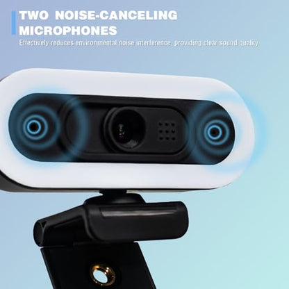 W4 2K Autofocus Webcam with Dual Mics & LED Light - color: Black-W4 2K Autofocus