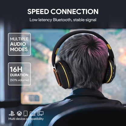 Bluetooth Headphones, Foldable Wireless Over-Ear Headphones with Hidden Mic for Cell Phone, Laptop, PC, Suitable for Music, School, Workouts, and Gaming (Black) - color: Black