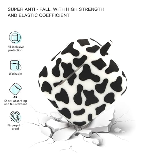 Case Compatible with AirPods 4 Case,Soft Silicone Cover with Bracelet Lanyard and Keychain, Cute Wireless Charging Protective Case for Apple AirPods 4th for Women and Men (Cow) - color: Cow