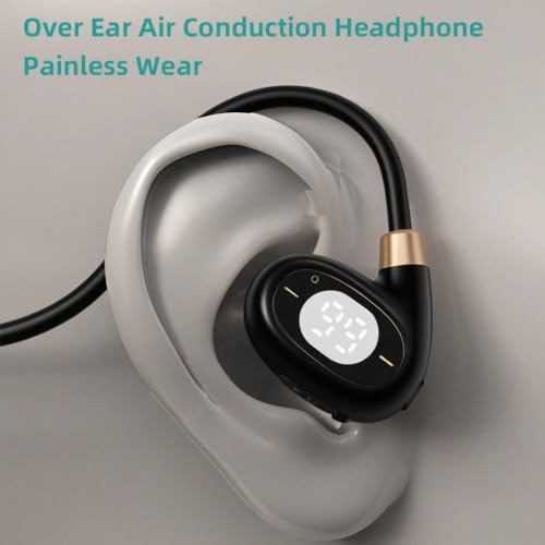 IHAO Open Ear Air Conduction Headset Wireless Bluetooth Sport Headphones with Mic Earphone Lightweight Painless Wearing Sweatproof Earpiece Stereo Earphone for Running Hiking Bicycling-HY 30 Black - color: HY 30 Black