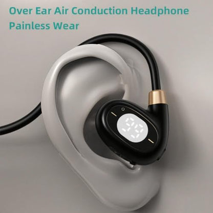 IHAO Open Ear Air Conduction Headset Wireless Bluetooth Sport Headphones with Mic Earphone Lightweight Painless Wearing Sweatproof Earpiece Stereo Earphone for Running Hiking Bicycling-HY 30 Black - color: HY 30 Black