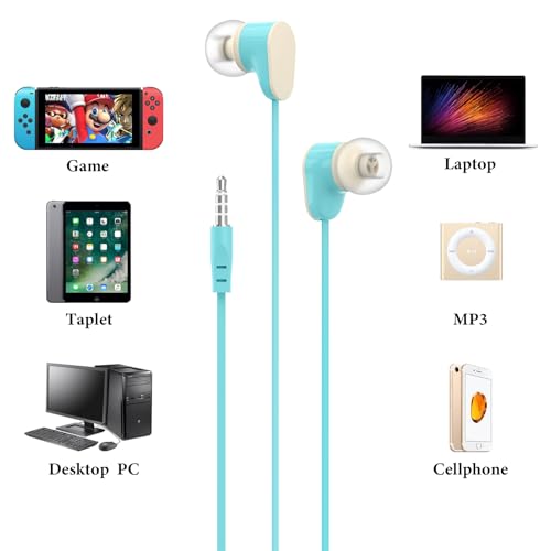 GEEKRIA Kids Wired Earbuds with Mic for School and Online Class, Children's 3.5mm Jack in-Ear Earphone with 85dB Volume Limit for Small Ears, Storage Case Included (Blue)
