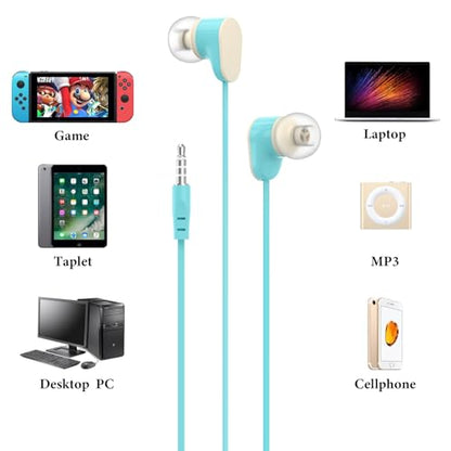 GEEKRIA Kids Wired Earbuds with Mic for School and Online Class, Children's 3.5mm Jack in-Ear Earphone with 85dB Volume Limit for Small Ears, Storage Case Included (Blue)