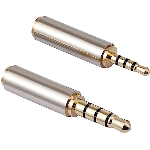 2.5mm to 3.5mm Male Female Aux Adapter 4pc Combo Pack Stereo Audio TRRS 4-Pole Headset Converter Connector for Smartphones, Headphone, Mic, Tablets - style: 4pc Combo Pack