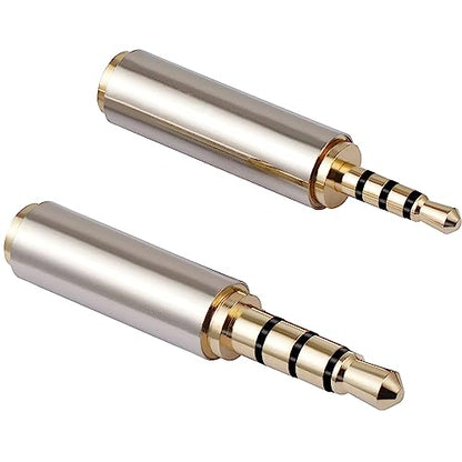 2.5mm to 3.5mm Male Female Aux Adapter 4pc Combo Pack Stereo Audio TRRS 4-Pole Headset Converter Connector for Smartphones, Headphone, Mic, Tablets - style: 4pc Combo Pack