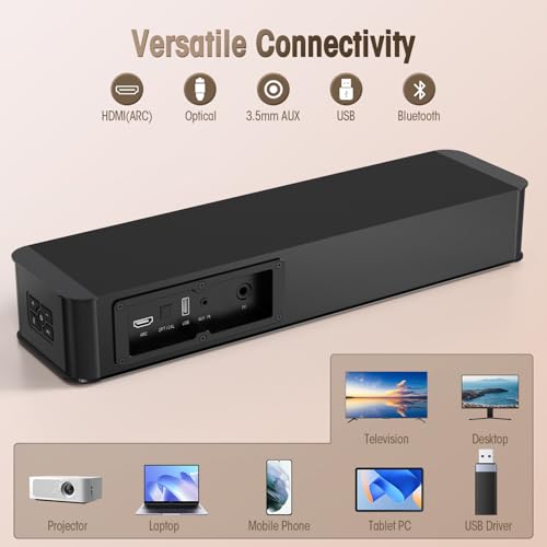 BESTISAN 2.1ch Sound Bar with Built-in Subwoofer, 120W Peak Power, HDMI ARC/Opt/AUX/USB/Bluetooth 5.3, 3 EQ Modes & Volume Boost, 16.5" All-in-One for TV/PC/Gaming/Projector - size: 16.5 inch