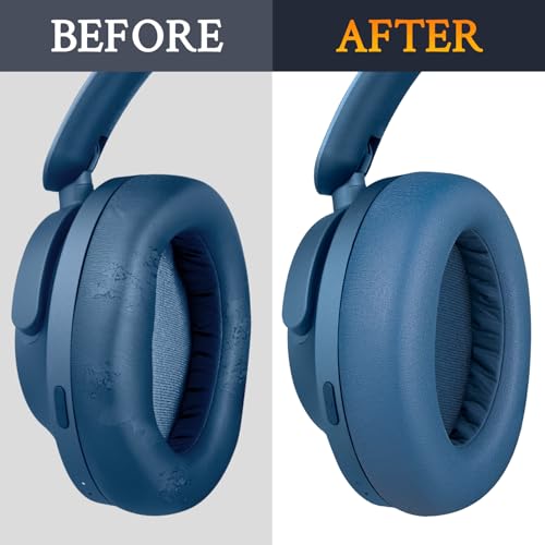 SOULWIT Professional Earpads Cushions Replacement for 1MORE SonoFlow/SonoFlow SE/SonoFlow Pro Headphones, Ear Pads with Soft Protein Leather, Noise Isolation Foam - Blue - color: Blue