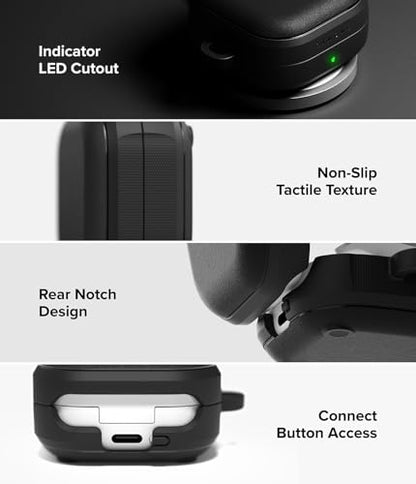 Ringke Onyx Magnetic for Samsung Galaxy Buds 4 Pro Case and Galaxy Buds 4 Case [Compatible with MagSafe] Prevents Oily Smudges Feels Good in The Hand Non-Slip Cover - Black - color: Black, size: Galaxy Buds 4 Pro / 4