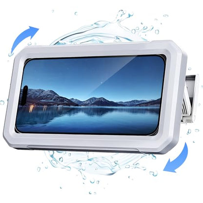 Coolpow Shower Phone Holder Waterproof【480°Rotatable】 Retractable Adjustable Shower Phone Case Shower Bathroom Wall Phone Mount Stand Water Proof Anti Fog Case for 4-7" Cellphones Shower Accessories - color: White