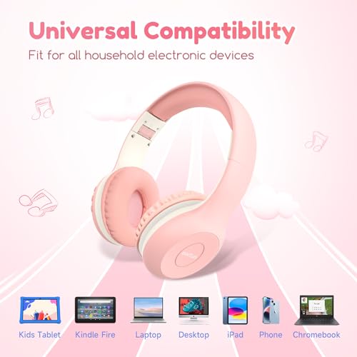 EarFun K2 Kids Bluetooth Headphones for School, Kids Headphones with Mic - color: Pink