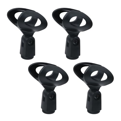 4Pcs Microphone Clip Rubber Flexible Mic Holder, Black, Egg-shaped | Handheld Wireless, Adjustable Angle, Inner Diameter Range 30-50mm - style: Black, Egg-shaped