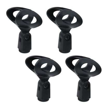 4Pcs Microphone Clip Rubber Flexible Mic Holder, Black, Egg-shaped | Handheld Wireless, Adjustable Angle, Inner Diameter Range 30-50mm - style: Black, Egg-shaped