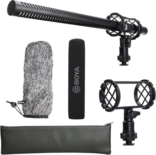 BOYA BY-BM6060L External Shotgun Microphone for Camera DSLR,Super-Cardioid Mic with Shockmount for Film Vlog, Professional Condenser Microphones for Video Recording Voice Interview YouTube - size: BY-BM6060L