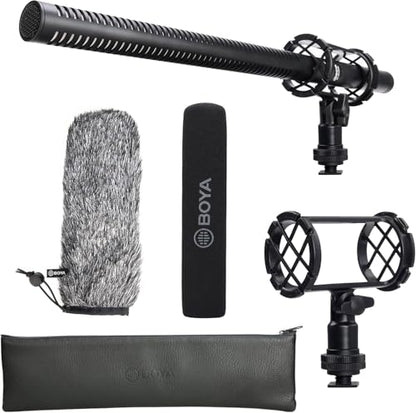BOYA BY-BM6060L External Shotgun Microphone for Camera DSLR,Super-Cardioid Mic with Shockmount for Film Vlog, Professional Condenser Microphones for Video Recording Voice Interview YouTube - size: BY-BM6060L