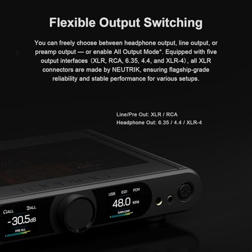 Topping DX9 Discrete Full Balanced DAC Headphone Amplifier Combo, 10000mW x 2 Amp with AK4118 XU-316 DSD512 32Bit/768kHz, 16-Element PSRM Architecture, USB/Bluetooth/2*Opt/2*Coax/AES/IIS Input, Black - color: Black