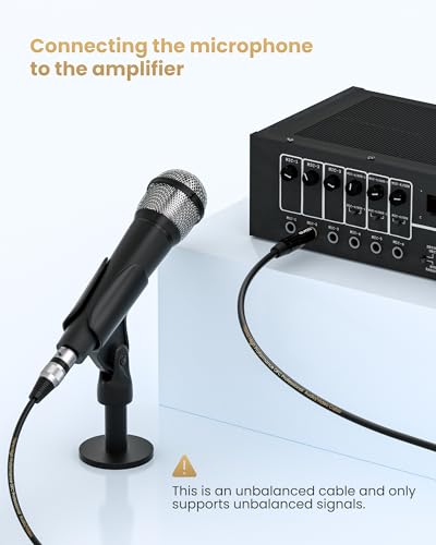 Tisino 암 XLR - 0.6cm(0.25인치) TS 모노 잭 언밸런스 마이크 케이블, 3m(10피트) | XLR 암 - 다이나믹 마이크/믹서/스피커용 1/4 모노 잭 오디오 케이블, 20AWG 금 도금 OFC 차폐 마이크 코드 - size: 10피트