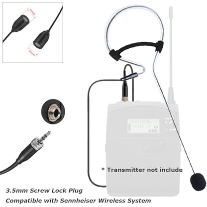 Black Single Earset Headset Microphone Compatible with Sennheiser - style: 3.5mm Female Screw Plug Compatible with Sennheiser