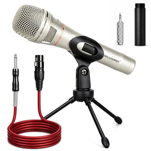 YS-36D Dynamic Microphone - Premium Vocal Microphone, cardioid directional wired microphone, with 14 foot XLR to 1/4 inch audio cable, desktop tripod, extension rod, microphone storage bag (champagne) - color: Champagne