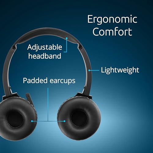 Kensington H1050 EQ Wireless Headset with Microphone, Bluetooth 5.4, ENC Microphone, Earcup Controls, Black (K80182WW) | Bluetooth 5.4 connection, ENC noise-canceling microphone, earcup call and volume controls - size: Wireless/On-ear