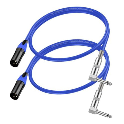 (1.5 FT 2 Pack) Right Angle 1/4 TS to XLR 3Pin Male Microphone Audio Cable,6.35mm TS Mono Right Angle to XLR Male 3pin Cable for Micphone Mixer、 Instruments (1.5 FT 2 Pack) - size: 1.5 FT 2 PACK