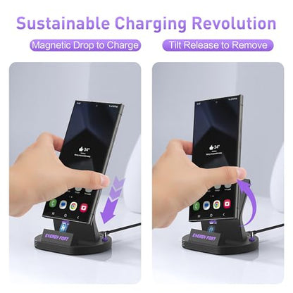 120W USB C Charging Stand Compatible with Galaxy A16 A17 A14, Magnetic Type-C Fast Charging Stand for Google Pixel 9a/Motorola Moto G Play/Earbuds