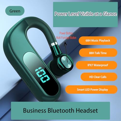 Single Ear Bluetooth Headphone V5.2 Single Noise Cancelling Wireless Earphones, Hands-Free Headset for Truck Drivers/Home/Office Work Left and Right Ear Compatible Painless Wear-V13(Green). - color: Single Ear Headphone V13 Green