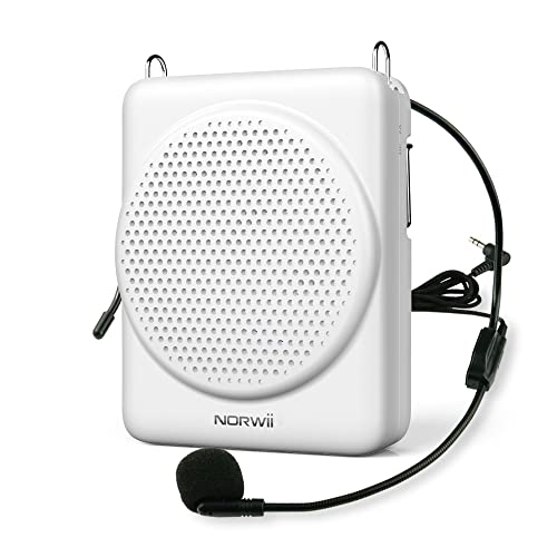 Mini Voice Amplifier with Microphone Headset, Portable Speaker with Mic | Quick Charging Amplifier, Wired Headset Microphone with Speaker for Teachers, Training, Meeting, Tour Guide, Yoga, Classroom - color: White