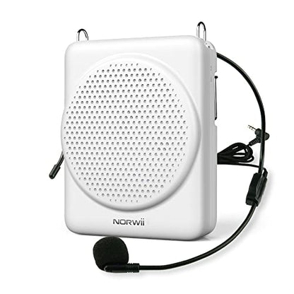 Mini Voice Amplifier with Microphone Headset, Portable Speaker with Mic | Quick Charging Amplifier, Wired Headset Microphone with Speaker for Teachers, Training, Meeting, Tour Guide, Yoga, Classroom - color: White