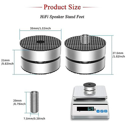 Audiocrast 4X HiFi Speaker Spike Pad Isolation Feet Stand Feet 40X23MM Shock Absorber with Stainless Steel Ball for Audio Speaker Subwoofer CD DVD Amplifier Turntable DAC