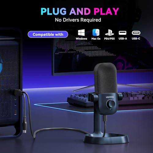 USB Microphone for PC, Plug & Play Cardioid Condenser Mic - color: DarkBlue