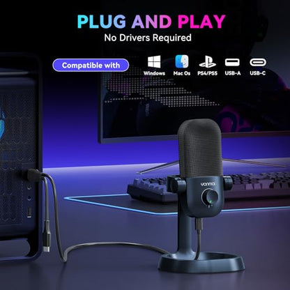 USB Microphone for PC, Plug & Play Cardioid Condenser Mic - color: DarkBlue